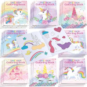 Faccito 24 Pcs Bulks Coloring Books for Kids, Animal Mini Coloring Books DIY Art Drawing Set Mini Activity Pages for Spring Animals Birthday Gifts Party Favors Toddlers 1-3(Unicorn)