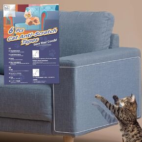 Double Thick Cat Scratch Furniture Protector- 14Pcs Cat Couch Protector with 60 Pins, Clear Anti Scratch Furniture Protector for Couch and Fabric.