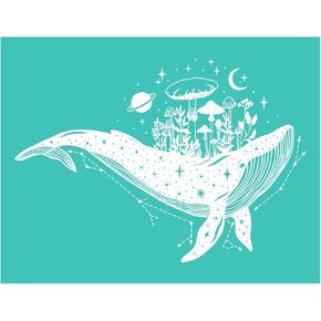 Briartw Whale Silkscreen Stencil,Reusable Self-Adhesive Silk Screen Printing, Flower Sentiments for Home Decor/Printing on Wood/Fabric/Wall/Cup/Plate/Glass/Paper,8.5x11 inch