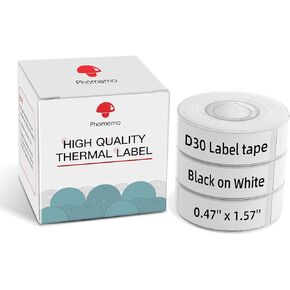 Phomemo D30 Label Paper • 0.47'' x 1.57'' • (12mm X 40mm) • 480 Labels • D30 Thermal Printing Paper Tape • Compatible for D30 Portable Bluetooth Label Maker