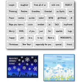 Arbuya Family Members Dad Mom Clear Stamps for Card MakingGranddad Daughter Christmas Sentiment Silicone Stamps New Year Rubber Stamps for Gift Tags Paper Crafting Scrapbooking Decoration