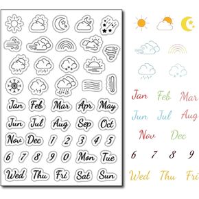 Weather Icons Clear Stamps for 2025 Calendar Making Month Week Planner Silicone Rubber Stamps for Scrapbooking Photo Album Gift Tags and Other Paper Crafts Decoration