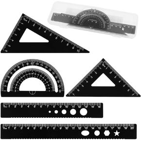 5pcs مجموعة هندسة المعادن ، حاكم صياغة الرياضيات مجموعة أدوات صياغة الحاكم المعدني ، حاكم الحاكم المعدني ، مقترن ، 6/8 بوصات حاكم للمهندس المهندس المعماري