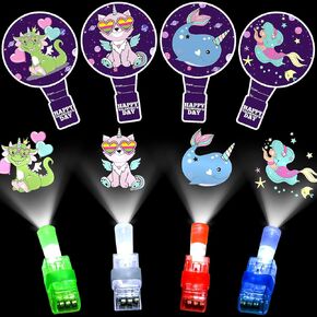 MOVINPE Valentines Day Exchange Gifts for Kids Classroom, 28 Packs Finger Lights with Valentines Cards - Light Up Finger Flashlights Valentine Day Gifts School Party Favors Class Prizes Bulk (Animals)