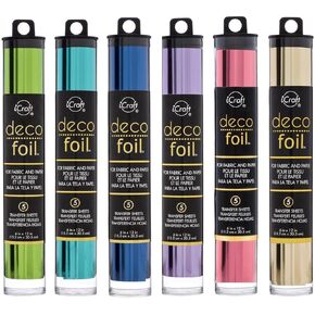 Therm O Web Deco Foil - Transfer Sheets - Champagne Spring Green Aqua Deep Blue Lilac & Pink Melon - Bundle of 6 Packages