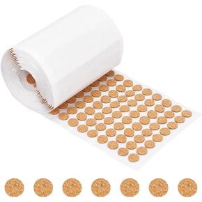 BENECREAT 1400pcs 0.5x0.06 Inch Adhesive Cork Circles, Flat Round Self-Adhesive Cork Round Dots Cork Mat for Cabinets, Table Top Items, Scratching, Furniture, Electronics