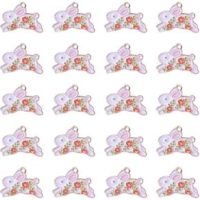 Enamel Animal Charms Pendants 20 Pieces Cute Flower Animal Charms for DIY Earring Necklace Key Chain Bracelet Pendants Accessory