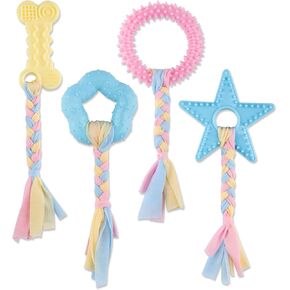 4 PCS PUPPY PUPPY TOYS FOR BERDER SMITHER ، حلقة تسنين الجرو ، ألعاب الكلاب المتينة المطاطية الناعمة ، ألعاب الكلب الحبل ، لعبة تفاعلية مضحكة ، ألعاب جرو للجرى الصغيرة ، مجموعة ألعاب الكلب (النمط 5)