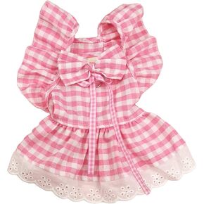 QWINEE Cute Dog Dress Ruffle Trim Cat Lace Princess Dresses with Bow Decor Puppy Tutu Skirt Holiday Party Costume Outfit for Small and Medium Cats Dogs Kitten Pink A Medium