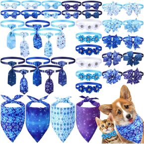 Reginary 40pcs St. Patrick's Day Dog Bow Ties Collars Bulk Clover Dog Bandanas Neckties Adjustable Shamrock Collars Pet Grooming Accessories for Small Medium Cats Holiday Pet Decorations