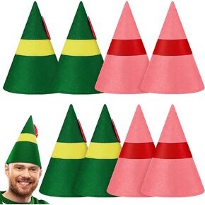 Geyoga 8 Pieces Christmas Elf Hat The Elf Costume Accessories Christmas Hats for Xmas Holiday Cosplay Gifts Party Supplies