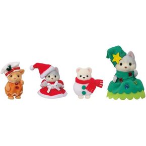 Calico Critters Happy Christmas Friends, Limited Edition Seasonal Holiday Set with 4 Collectible Doll Figures and Accessories