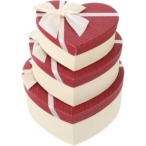 3PCS Heart Shaped Box Valentines Day Heart Boxes with Lids Cover Ribbon for Flowers Arrangements Valentines Day Wedding Presents Box