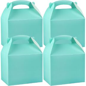 Restaurantware Bio Tek 10 x 7 x 8 Inch Gable Boxes For Party Favors, 25 Attractive Gift Boxes - With Built-In Handle, Disposable, Turquoise Paper Barn Boxes, For Special Events Or Parties