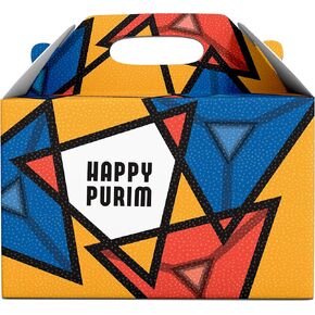 Purim Gable Boxes - 6 Pack Treat Boxes - 6" x 4" x 4" Purim Box - Easy to Assemble Gable Box - Multicolored Geometric Design in Saudi Arabia