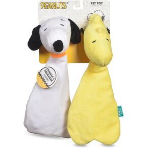 Peanuts for Pets Snoopy & Woodstock Plush Dog Toy Set - Squeaky Heads, Stuffingless Crinkle Bodies - Fun and Durable Chew Toys for All Dogs - Interactive Pet Toys, 11 Inch - 2 Piece Set