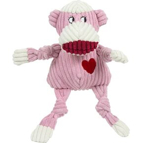 Hugglehounds Knotties Plush Dog Toy- ألعاب جرو تفاعلية صاخبة- لينة ولكنها قاسية ، معززة ، لعبة حيوانات أليفة محشوة دائمة لجميع السلالات والأعمار- للكلاب الكبيرة والكلاب الكبيرة- قرد وردي كبير