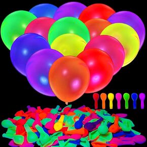 90 Pieces Neon Balloons, 12" UV Polka Dot Blacklight Reactive Fluorescent Balloons Glow in the Dark Luminous Helium Latex Balloon for Birthday, Wedding, Neon Party, Glow Party Decorations Supplies