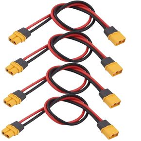 4pcs XT60 M to XT60 F Adapter Extension Cables - 14AWG 30cm for RC Battery and Dual Power Solutions
