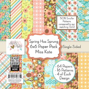 6x6 Pattern Paper Pack - Spring has Sprung - for Easter Scrapbook Premium Specialty Paper Single-Sided 6"x6" Collection Includes 64 Sheets - 50% Smaller Patterns - by Miss Kate Cuttables