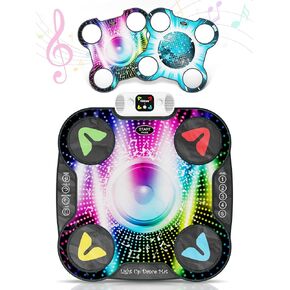 Kidzlane Light Up DJ Dance Mat for Kids - Bluetooth & AUX Compatible - 3 Fun Arcade Games with 5 Difficulty Levels - Detachable Top Mats with Fairytale & Speaker Motives - Adjustable Volume - Ages 6+