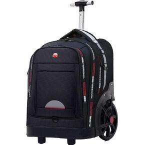 Rolling Backpack for Adults, Backpack with Wheels, Large Wheeled Backpack with Laptop Waterproof Compartment, Roller Backpack on Wheels, Suitable for Leisure Outdoor Business Travel (Black)