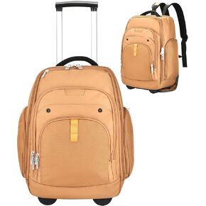 Rolling Laptop Bag with Wheels, Adjustable 13-17.3 Inch Computer Travel Backpack for Men & Women, Wheeled Work Bag, Carry-on Luggage