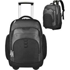 Rolling Laptop Bag with Wheels, Adjustable 13-17.3 Inch Computer Travel Backpack for Men & Women, Wheeled Work Bag, Carry-on Luggage