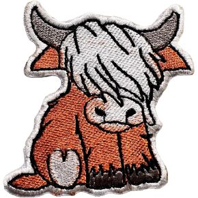 Highland Cow Iron On Patches – Vintage Western Embroidered Applique for Hats, Jackets, Backpacks, and DIY Crafts