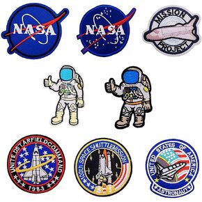 Minason American Aircraft Astronaut Iron-on Patches: 8Pcs USA Shuttle Mission Astronaut Embroidered Sew on/Iron on Patch Repair Applique DIY Accessories for Clothes Jacket Jeans Backpacks, Bible01