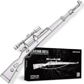 Piececool 3D Metal Puzzles for Adults, Kar98K Rifle Gun Model Building Kits Brain Teaser DIY 3D Metal Puzzles for Teens for Christmas Birthday New Year