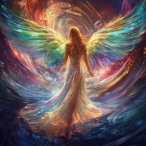 MEIYUDA Diamond Painting Kits for Adults, DIY Angel Diamond Art Kits for Adult Beginners, 5D Rainbow Angel Round Full Drill Gem Art Crafts for Home Wall Decor Present 12x12inch