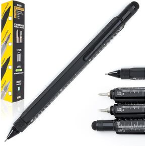 MONTEVERDE USA 9-in-1 Tool Mechanical Pencil in Black – Multifunctional Pencil with Stylus, Screwdrivers, Ruler, and Eraser – Exclusive Collection Great Gift for Professionals