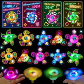 24PCS Light Up Rings Fidget Spinner for Kids School Classroom Class Prizes Glow in Dark Party Favors Bulk Goodie Treat Bag Stuffers Treasure Box Toys Birthday Gifts Boys Girls