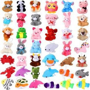 Sumind 42 Pcs Mini Plush Animals Toys Set, Cute Small Stuffed Animal Plush Keychain Decorations for Easter Themed Party Favors, Carnival Prizes, Rewards, Goodie Bags Filler(Cute Style)