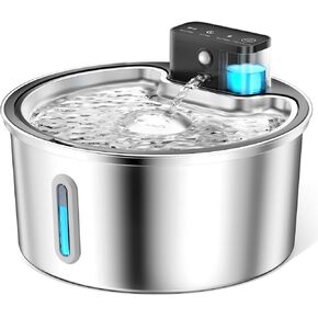 Wireless Cat Water Fountain Stainless Steel - 3.2L/108oz Cordless Pet Water Fountain Battery Operated Cat Water Dispenser Ultra Silent Water Fountains for Cats and Dogs