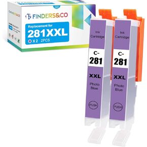CLI-281 XXL Photo Blue Ink Replacement for Canon CLI-281 PB Work with Canon PIXMA TS8120 TS8220 TR8520 TR8620 TS9120 (2X 281XXL PB)