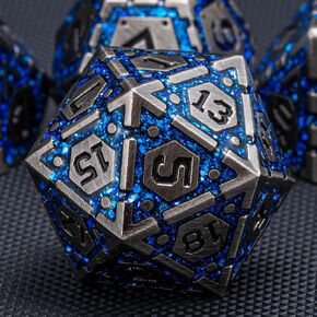 DND Metal Dice Set, Polyhedral Dice Set for RPG D&D Dice with Cracks Dungeons and Dragons Dice Set for RPG TTRPG D&D Die with Gift Case(Black Nickel Red)