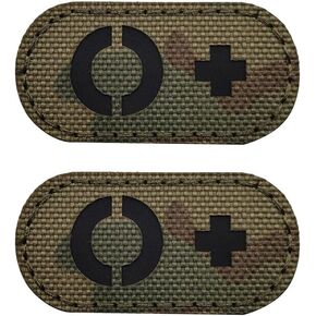 2 PCS AliPlus O+ POS Patches Blood Type Patches IR Infrared Reflective Patches Laser Cut Patch Tactical Patch Hook and Loop(CP2*1in)