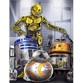 SXSJEIOU DIY C3po R2d2 Diamond Painting Kits for Adults, Full Round Diamond Art Kit Beads for Home Wall Decor 12 X 16 Inch
