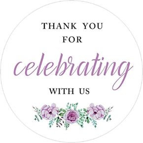 40-pack 2" white floral thank you for celebrating with us label stickers, thank you sticker labels