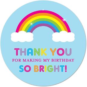 Made in USA - 40 Rainbow Thank You Labels - Rainbow Birthday Favor Stickers