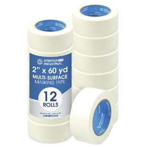 Spartan Industrial - 0.75" X 60 yd Masking Tape for Painting, Drafting, Labeling, and More - 12 Beige Tape Rolls, 5.5 Mil