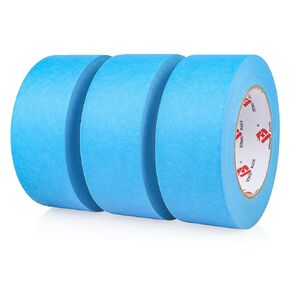 BOMEI PACK 2 Inch Wide Masking Tape, Orange Painters Tape 3 Rolls x 2 inch x 60 Yards (180 Total Yards) Residue-Free Painting Tape for Labeling, DIY Crafting, Decoration and School Projects