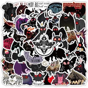 100Pcs Mothman Stickers Waterproof PVC Mothman Stickers Set Mothman Stickers for Water Bottle Bicycle Motorcycle Skateboard Laptop Decals Luggage