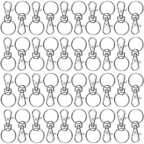 80pcs سلسلة مفاتيح المقطع السنانير دوار شبل حبل خطاف الخطاف المعدني خطافات سلسلة مفاتيح سلسلة مفاتيح أجهزة حلقات مفاتيح جعل الحرف اليدوية DIY صياغة (40 مشابك + 40 حلقات المفاتيح)