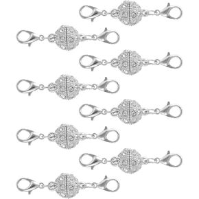 uxcell 8Pcs Jewelry Clasps, Round Clasps Locking Closures with Lobster Clasps for Bracelet Necklace DIY Making Wedding Jewelry Accessories (Rose Gold)