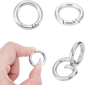UNICRAFTALE 4pcs 24mm Key Ring Spring Gate Rings Stainless Steel Spring Ring Clasps Closed Ring Clasps O Rings Clasp Connector Findings for DIY Jewelry Making, Stainless Steel Color, Inner Dia 16mm