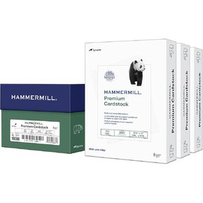 Hammermill White Cardstock, 110 Lb, 8.5 x 11 Colored Cardstock, 1 Pack (200 Sheets) - Thick Card Stock, Made in the USA, 168380R