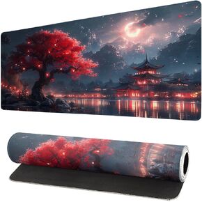 Japanese Mouse Pad, Large Japanese Desk Mat, XL Anime Gaming Keyboard Mat, Non-Slip Rubber Base, Big Extended Desk Protector for Home Office, 31.5"x11.8"